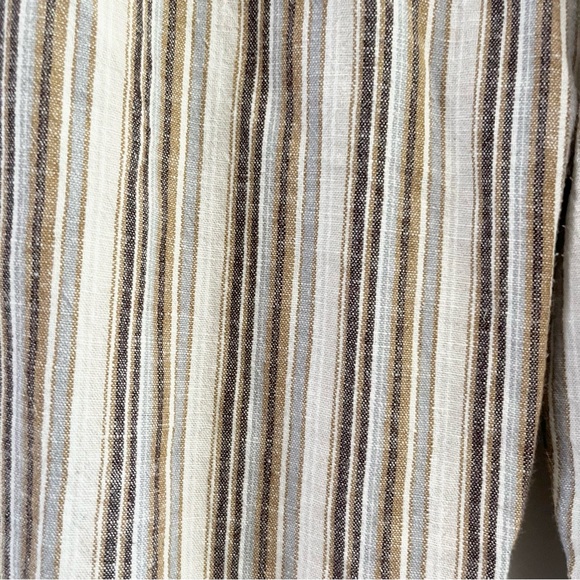 Harmony & Havoc Linen Blend Striped Brown Pants w Drawstring Large Paper Bag Top - Picture 9 of 9